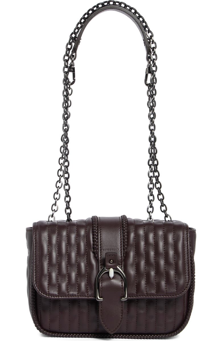 Longchamp Extra Small Quilted Leather Crossbody Bag, Main, color, Eggplant