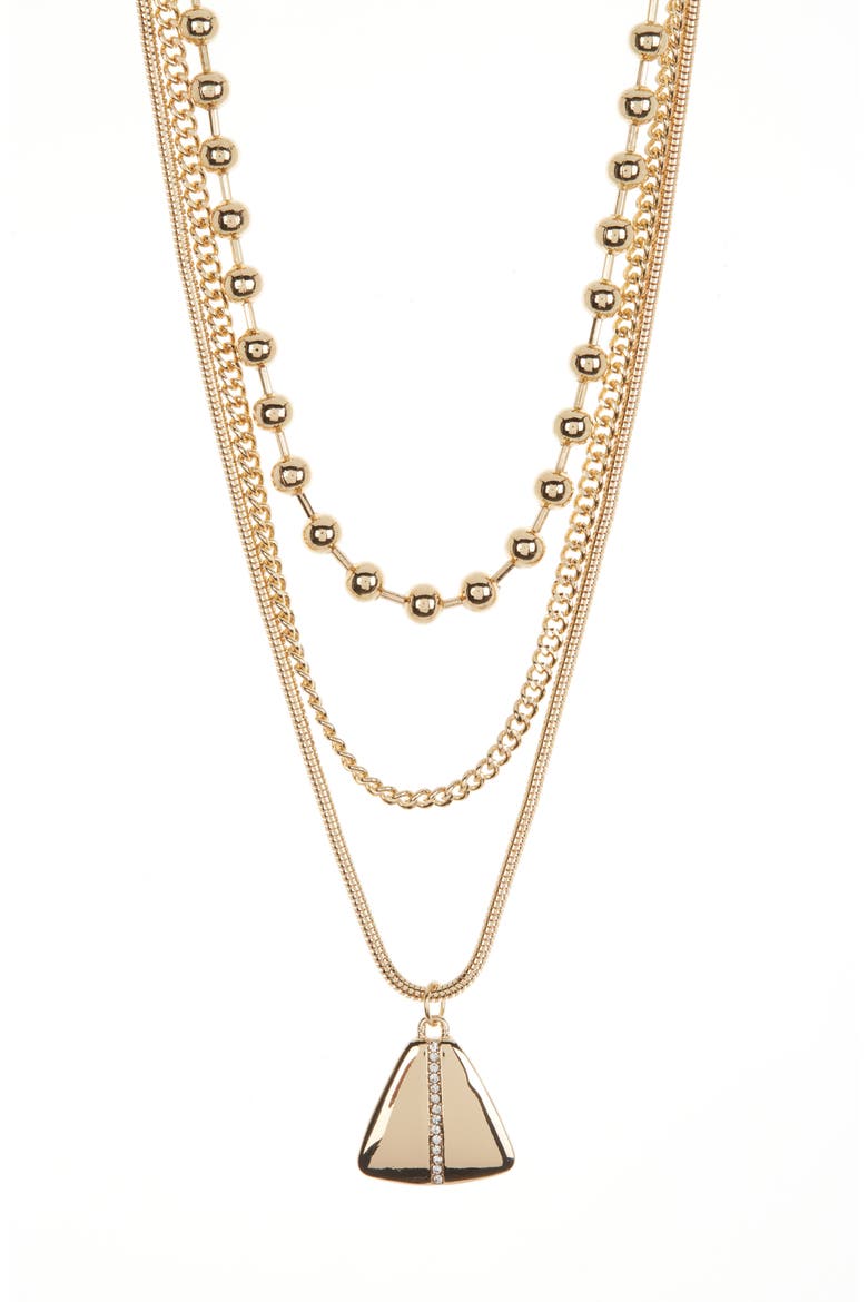 Layered Ball Chain Pendant Necklace, Main, color, GOLD