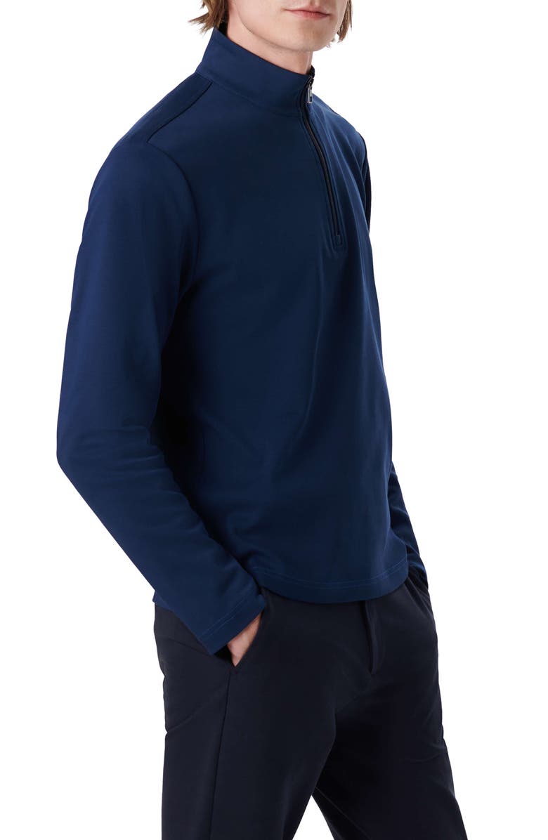 Bugatchi Cotton Quarter Zip Pullover, Alternate, color, Navy