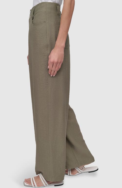 Dkny Crinkle High Waist Wide Leg Pants In Utility Green