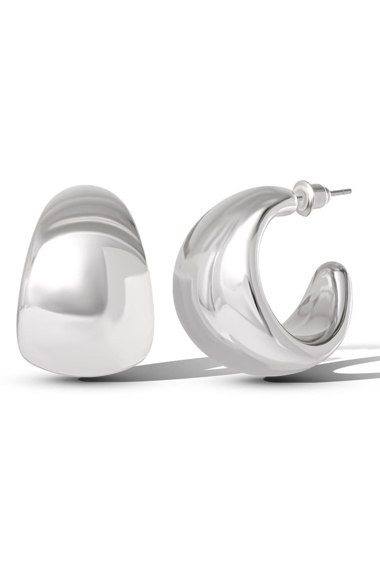 Dome Drop Earrings, Main, color, Silver