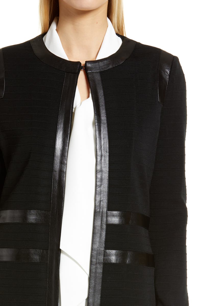 Ming Wang Ribbed Jacket, Alternate, color, Black