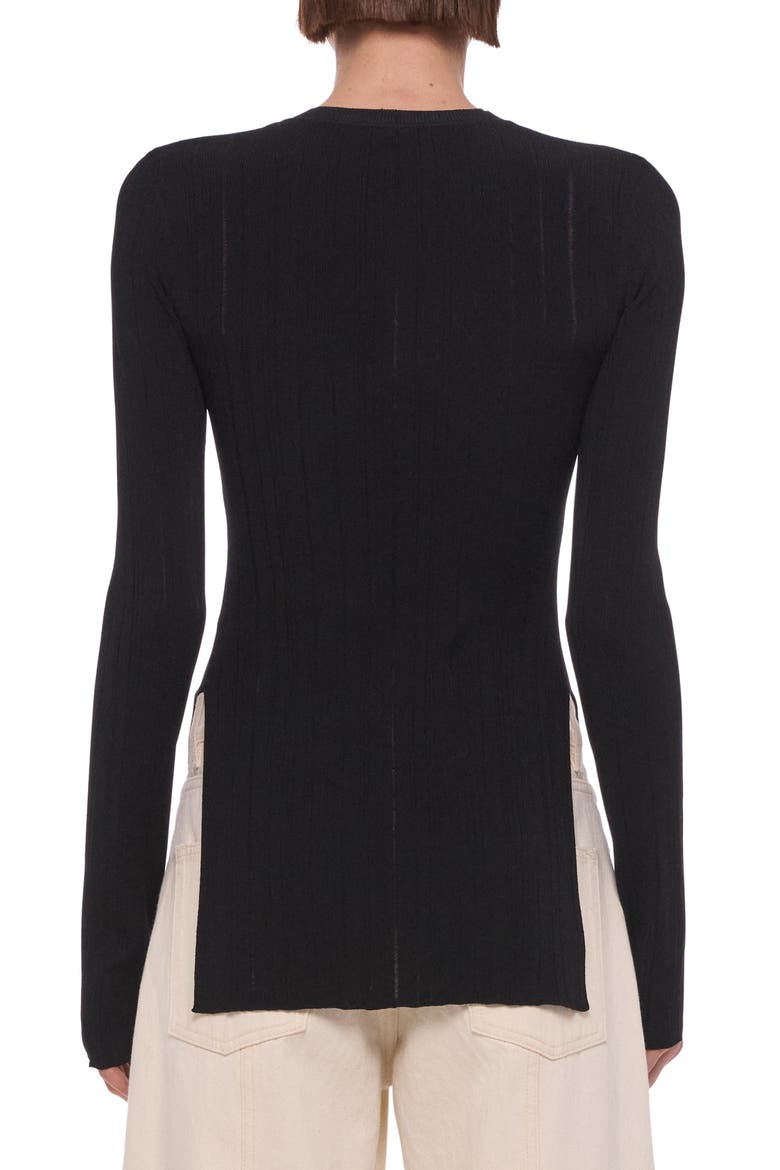 Slit Rib Knit Top, Alternate, color, BLACK
