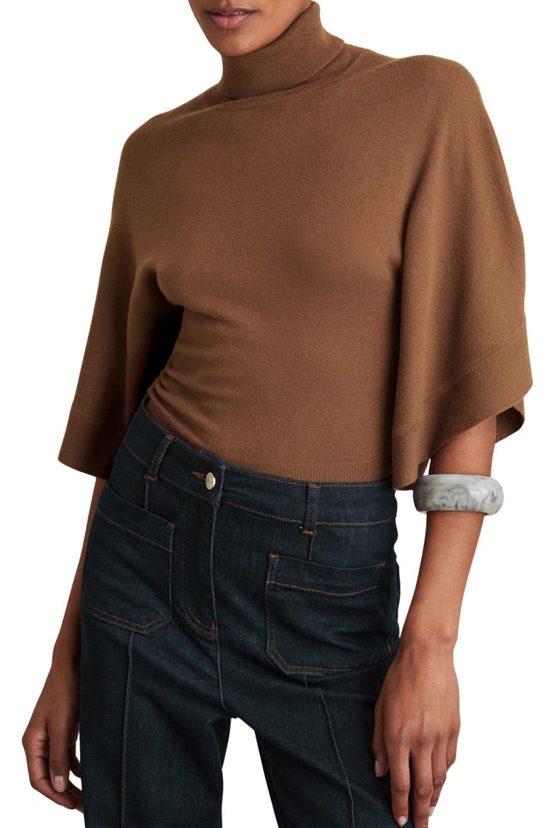 Hadley Turtleneck Dolman Sleeve Wool Sweater, Main, color, TAN