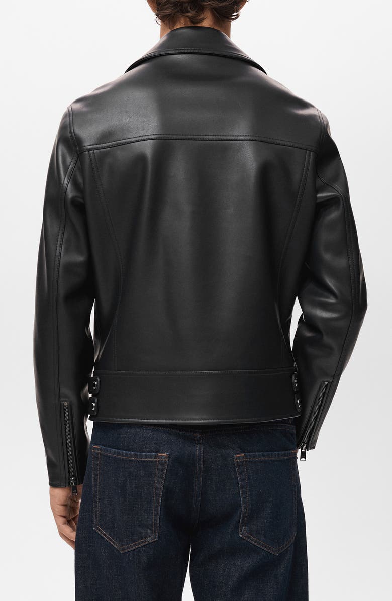 MANGO Faux Leather Moto Jacket, Alternate, color, Black