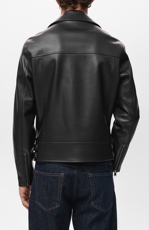 Mango Faux Leather Moto Jacket In Black