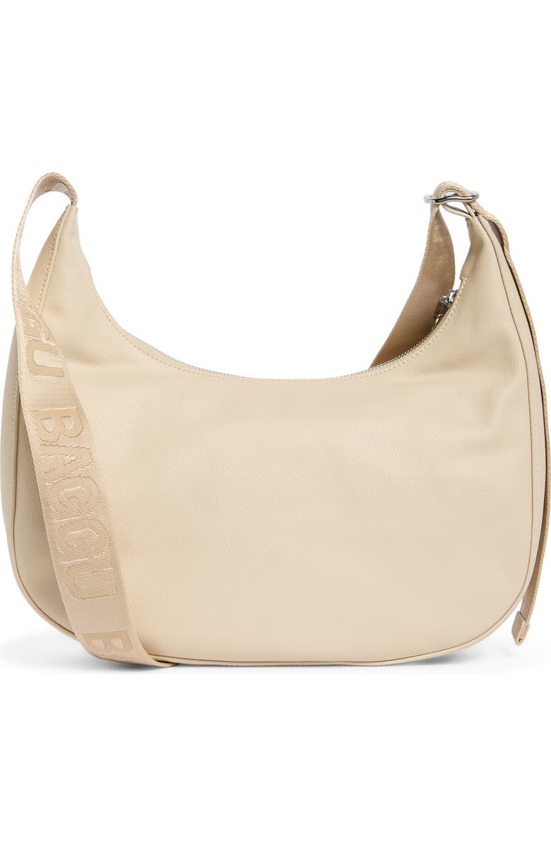 Baggu Medium Recycled Leather Crescent Shoulder Bag, Alternate, color, Stone