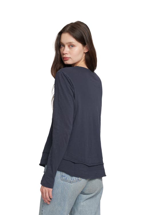 Wilt Clothing Long Sleeve Mock Layer Tee In Gray
