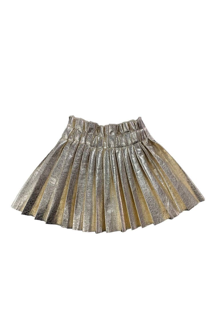 Foil Pleated Skirt, Main, color, Gold
