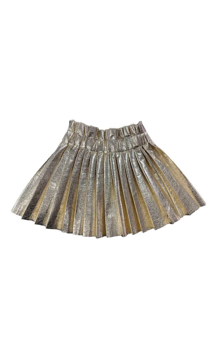 Lola + The Boys Foil Pleated Skirt, Main, color, Gold