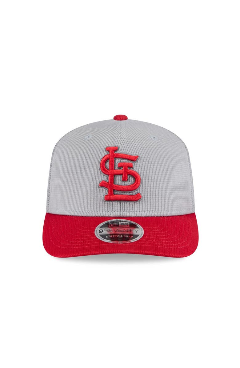 New Era Men's New Era  Gray/Red St. Louis Cardinals 2025 Batting Practice 9SEVENTY Stretch-Snap Trucker Hat, Alternate, color, 