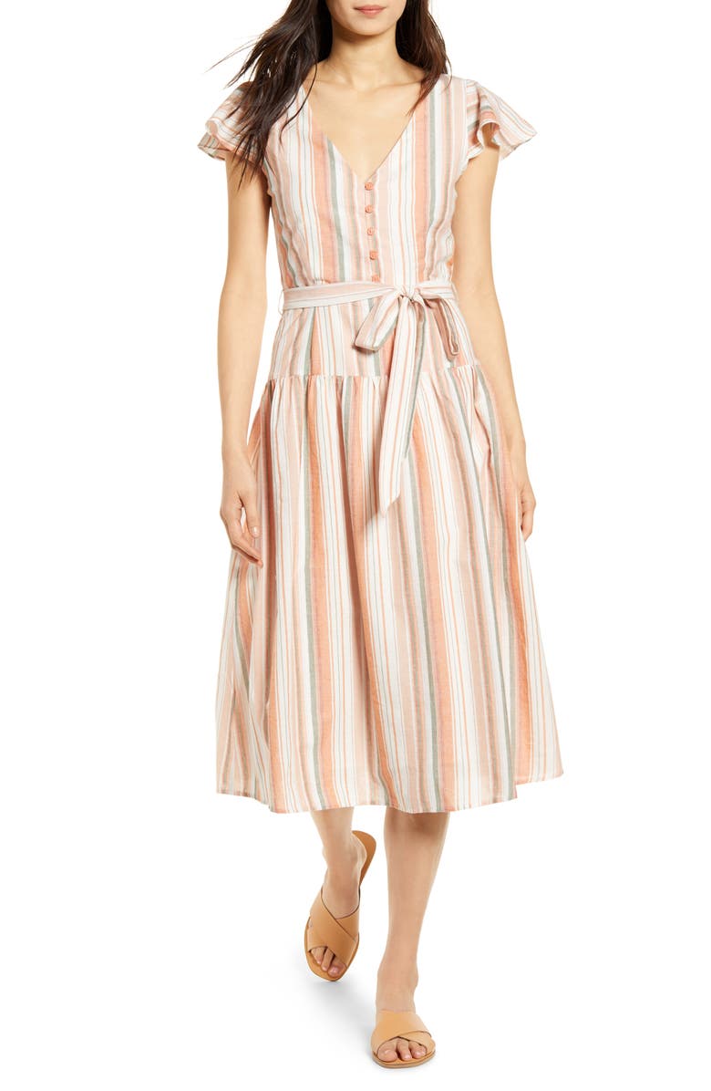Lost + Wander City to Country Stripe Midi Dress, Main, color, 