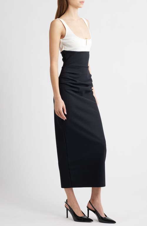 Shop Chiara Boni La Petite Robe Shohey Bic Colorblock Midi Dress In Black/white