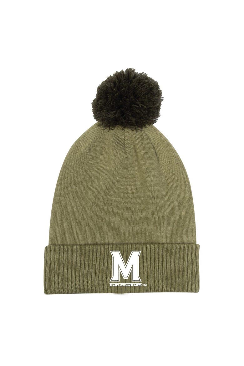 Men's Under Armour  Green Maryland Terrapins Freedom Collection Cuffed Knit Hat with Pom, Main, color, Hunter Green