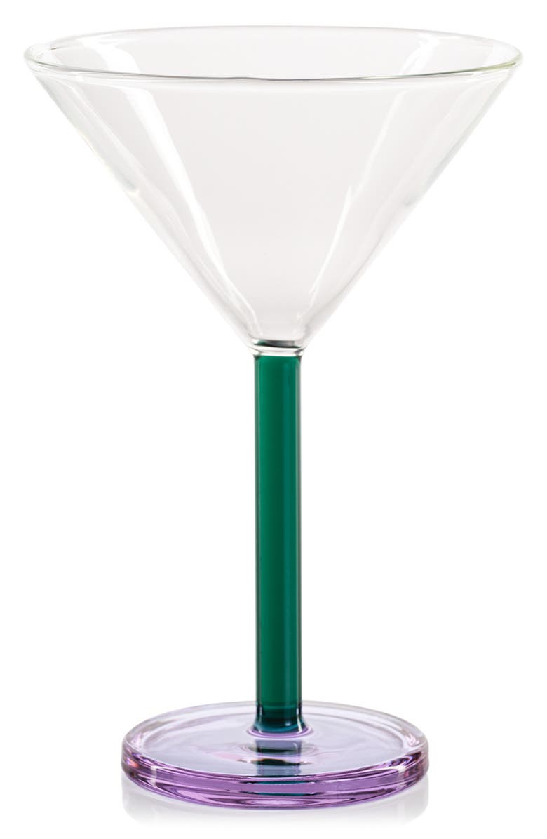 Zodax Vireo Set of 4 Martini Glasses, Main, color, Clear/ Teal/ Lilac