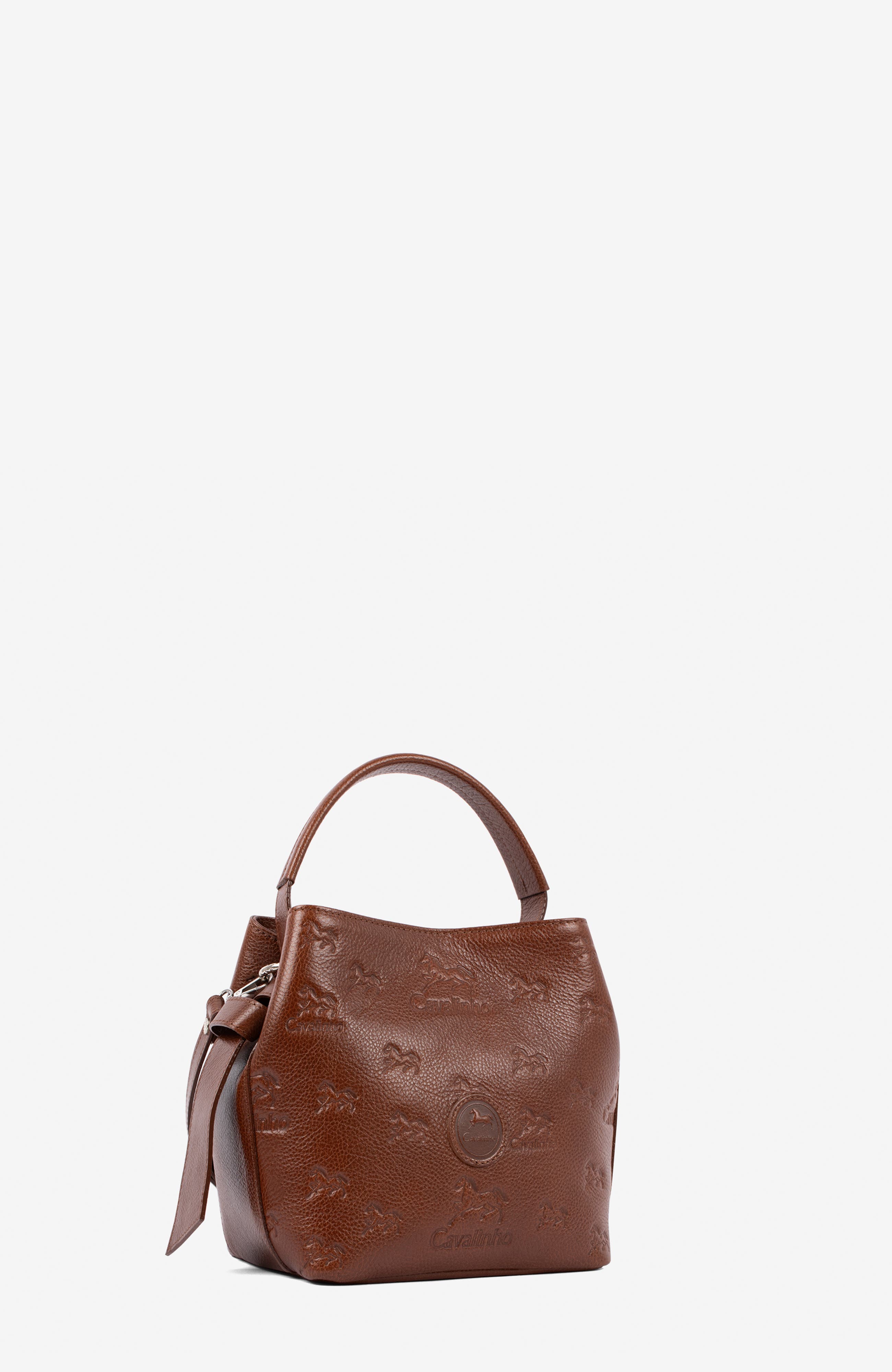 Cavalo Lusitano 591 Embossed Leather Bucket Bag, Alternate, color, Camel Brown