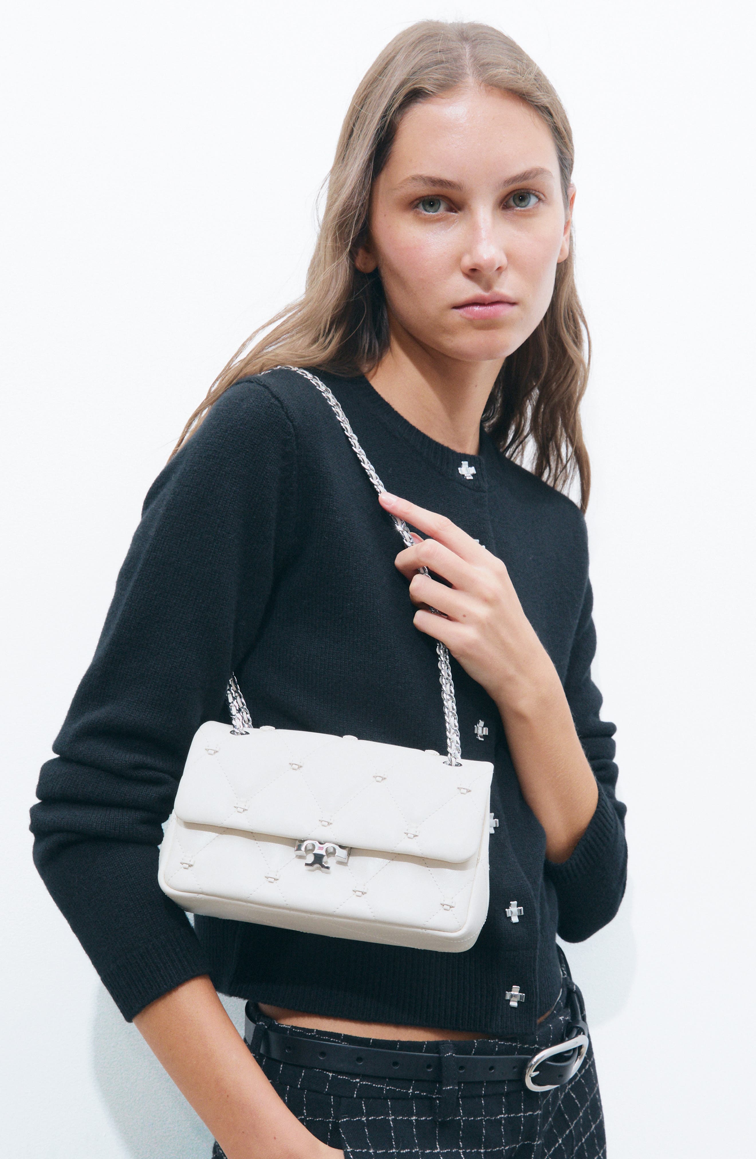 Bunny Knot Small Leather Shoulder Bag, Alternate, color, LIGHT CREAM
