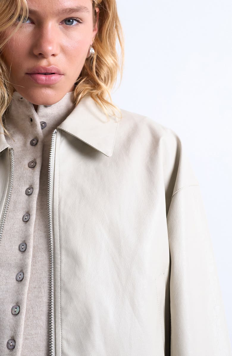 Topshop Oversize Faux Leather Jacket, Alternate, color, Cream