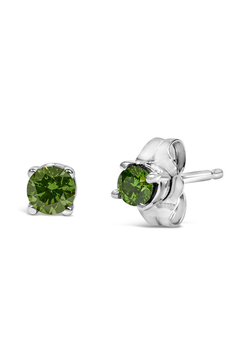 Silver 1/4 Ct Green Diamond Classic Stud Earrings, Alternate, color, White