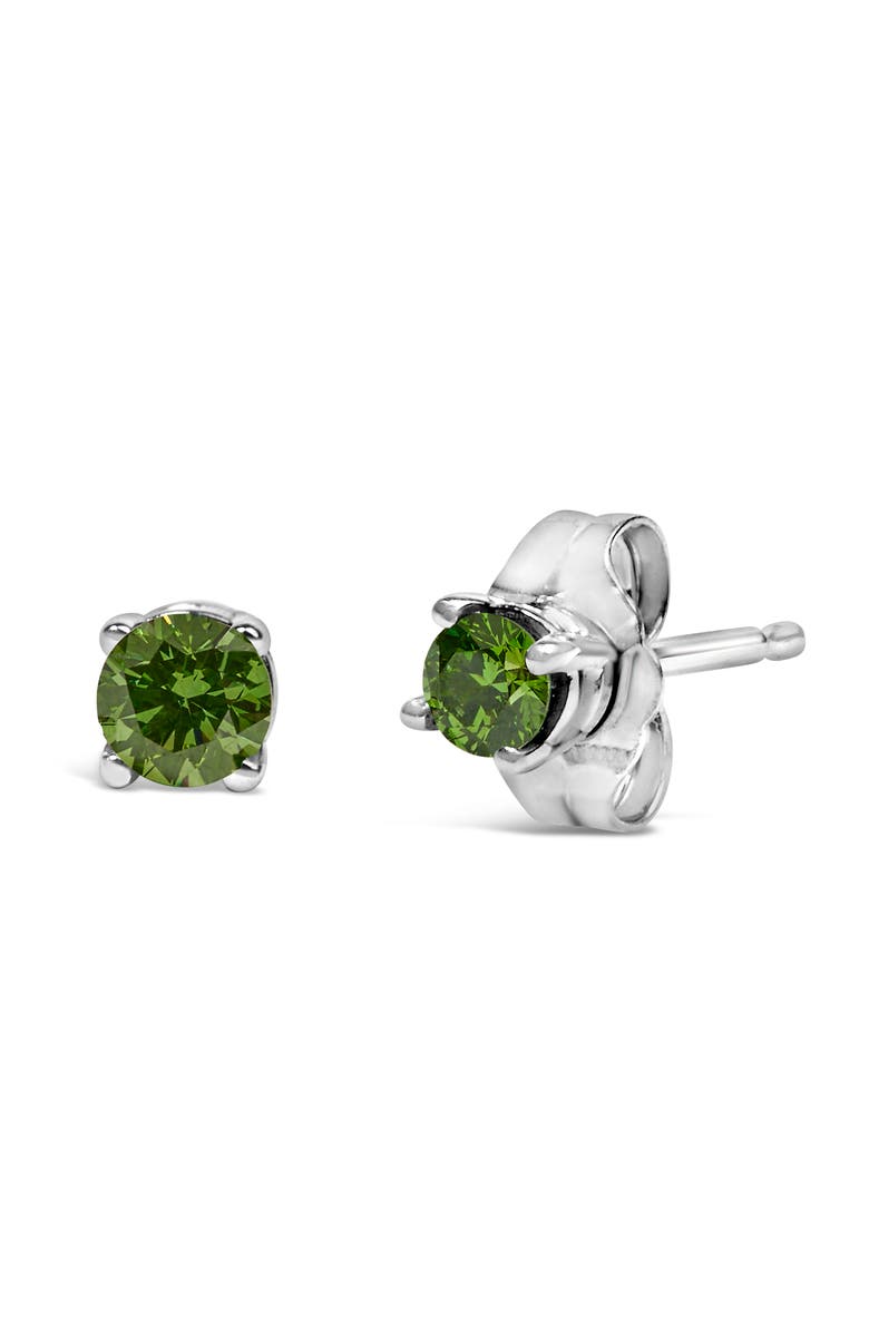 Haus of Brilliance Silver 1/4 Ct Green Diamond Classic Stud Earrings, Alternate, color, White