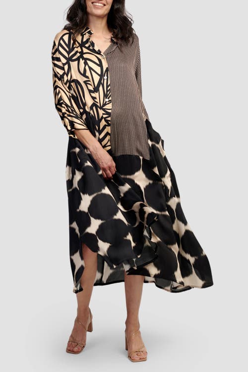 ALEMBIKA ALEMBIKA SERENE MIXED PRINT RELAXED MAXI SHIRT-DRESS