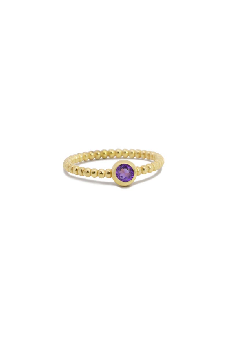 Gold Beaded Amethyst Ring, Main, color, Amethyst