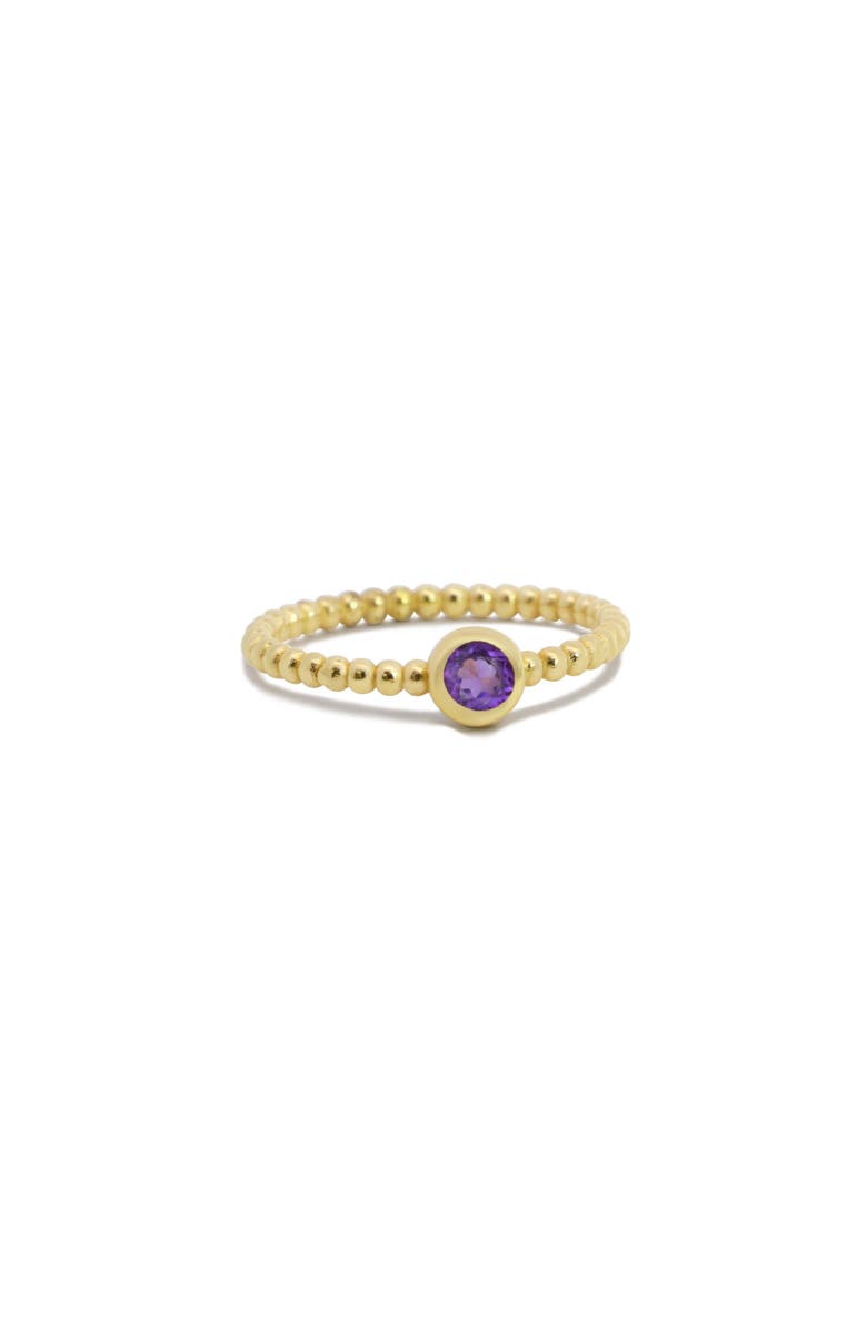 The Lovery Fine Jewelry Gold Beaded Amethyst Ring, Main, color, Amethyst