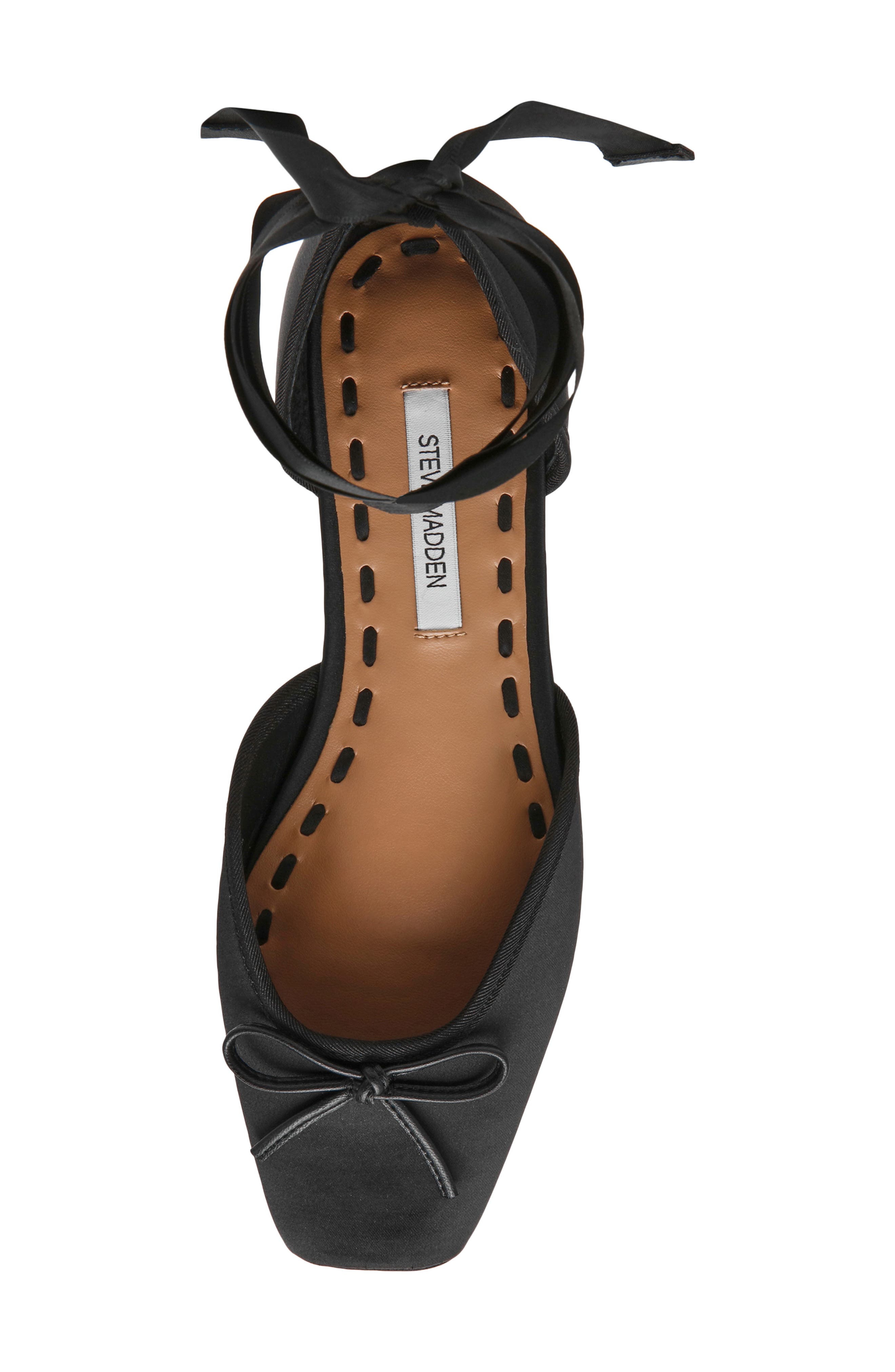 Leonora Ankle Wrap Flat, Alternate, color, BLACK SATIN
