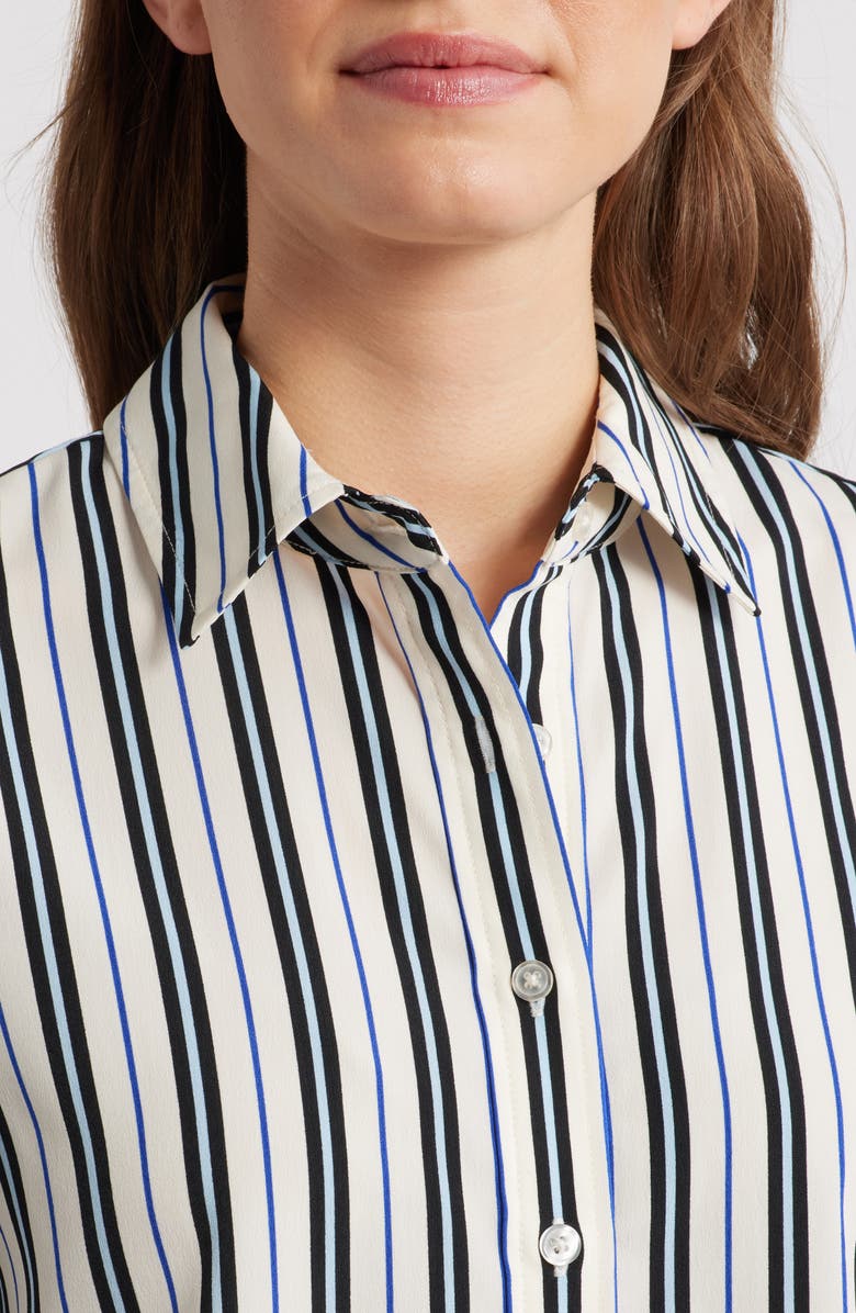 AK ANNE KLEIN Stripe Slim Fit Button-Up Shirt, Alternate, color, White Dove Multi