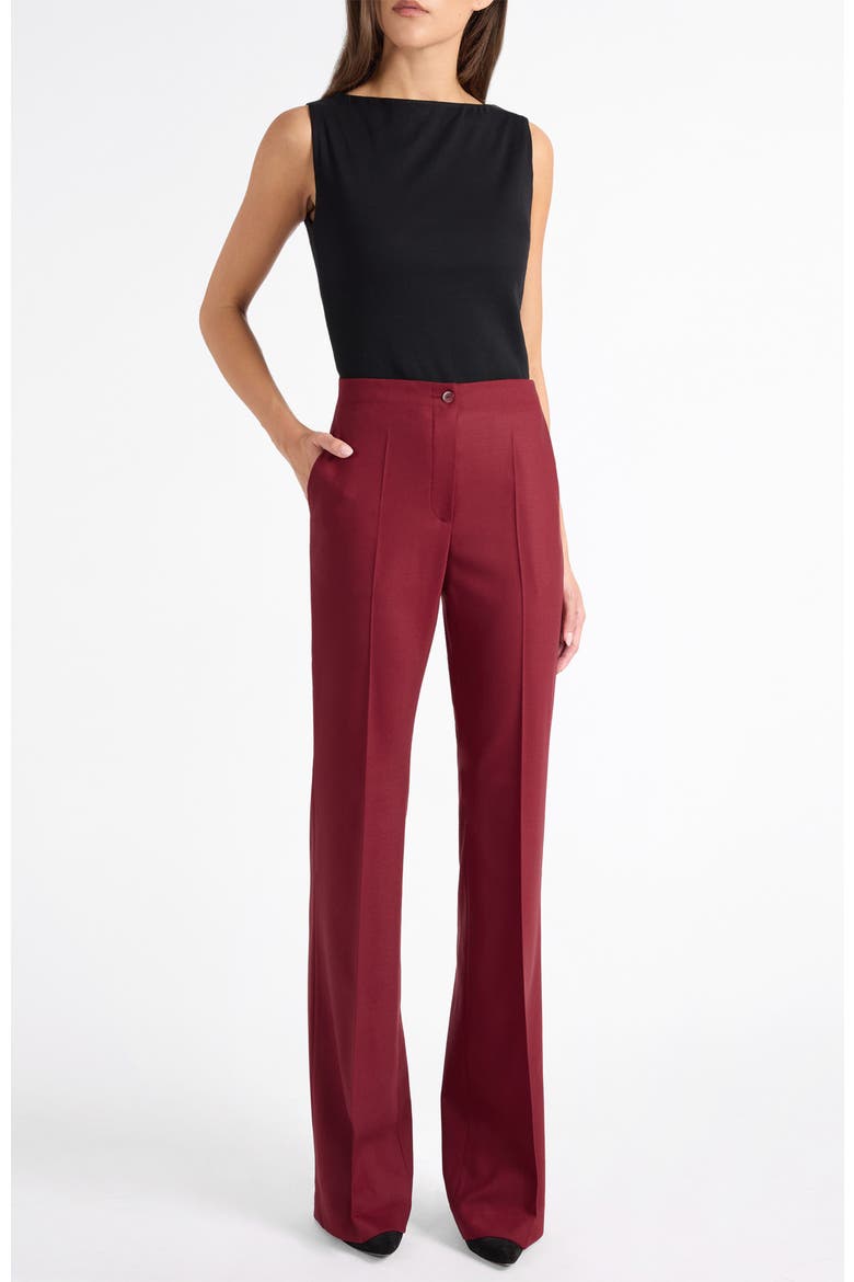 Beth Wool Flared Pants, Alternate, color, BORDEAUX
