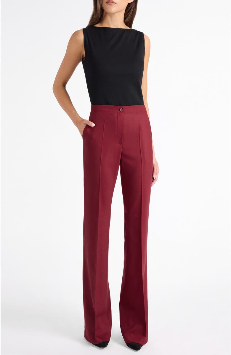 Santorelli Beth Wool Flared Pants, Alternate, color, Bordeaux