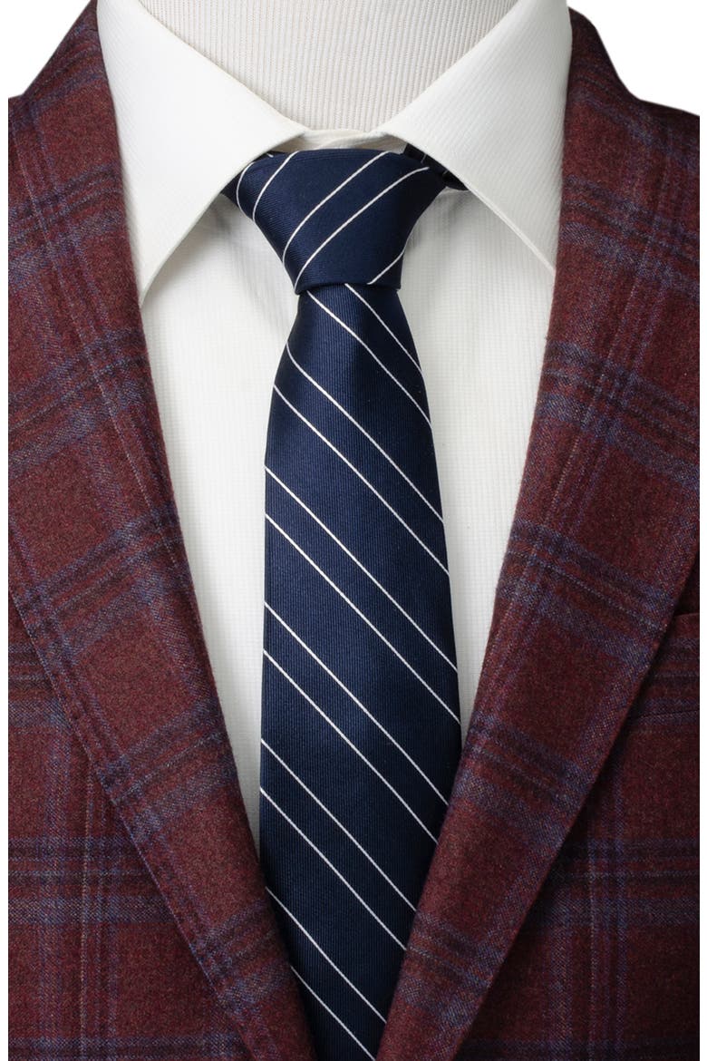 Classi Stripe Silk Tie, Alternate, color, NAVY