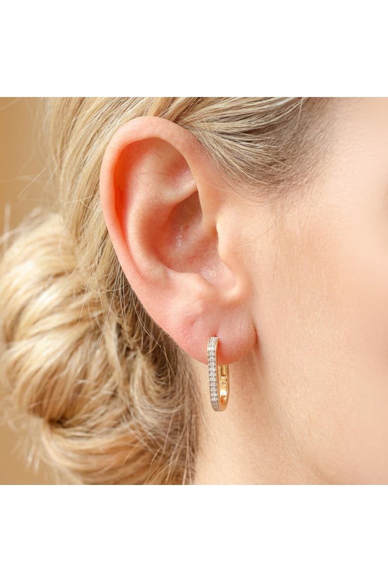 Diamond Square Hoop Earrings, Alternate, color, Yellow Gold
