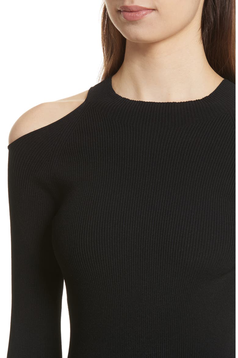 Cold Shoulder Body-Con Dress, Alternate, color, BLACK