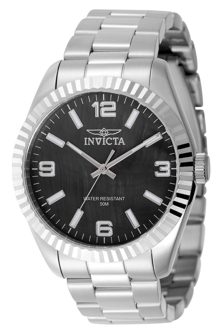 Specialty Mother of Pearl Quartz Watch, 43mm, Main, color, BLACK