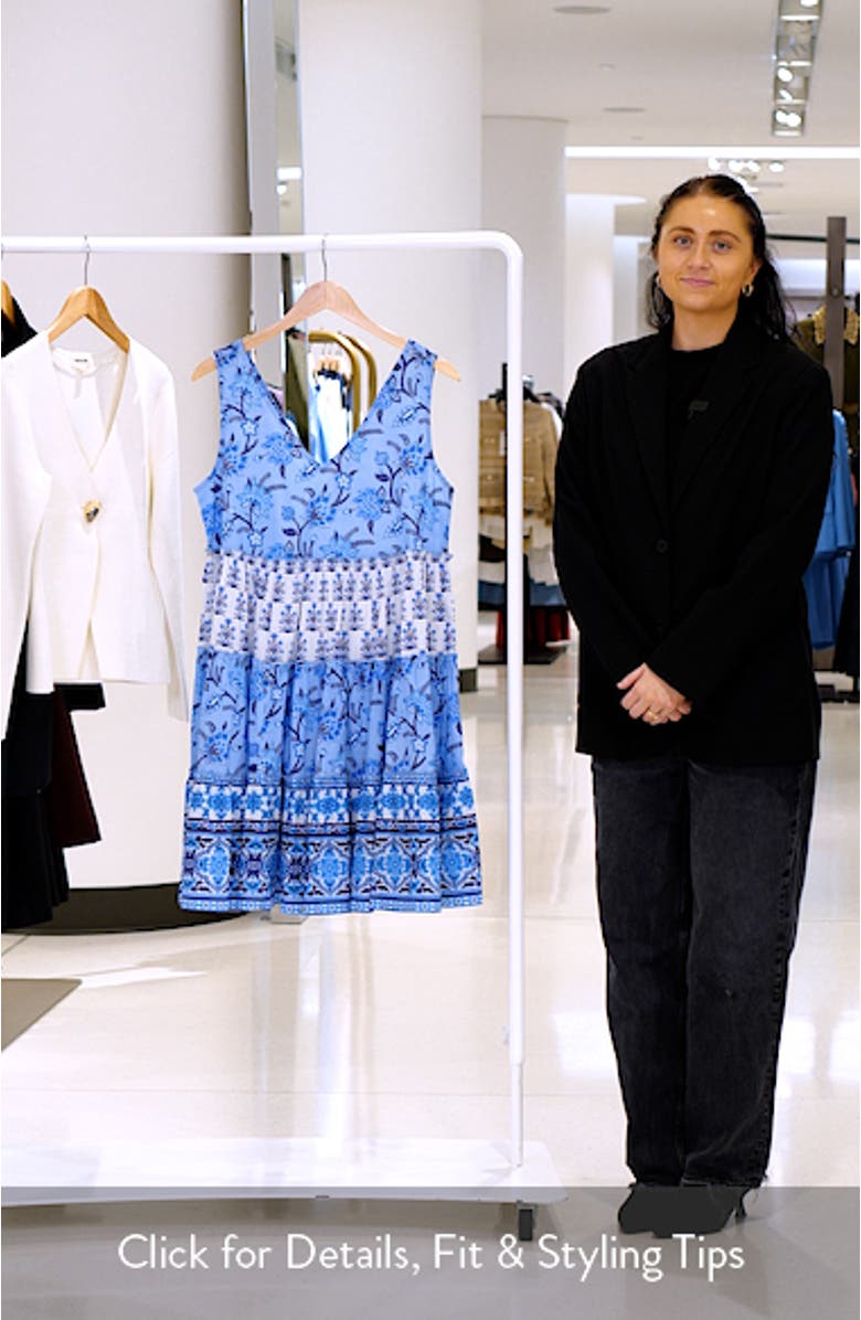 Lucky Charm Mixed Print Tiered Cotton Dress, sales video thumbnail