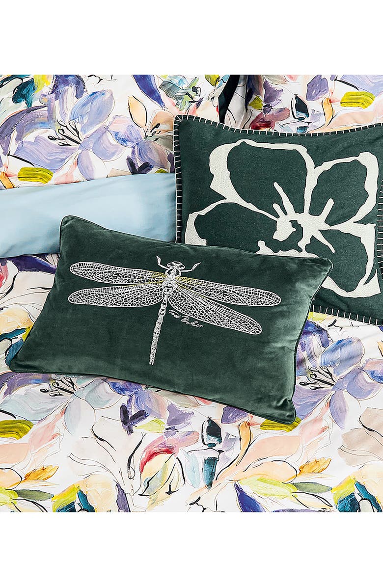 Ted Baker Dragonfly Cotton Velvet Accent Pillow, Alternate, color, Forest Green