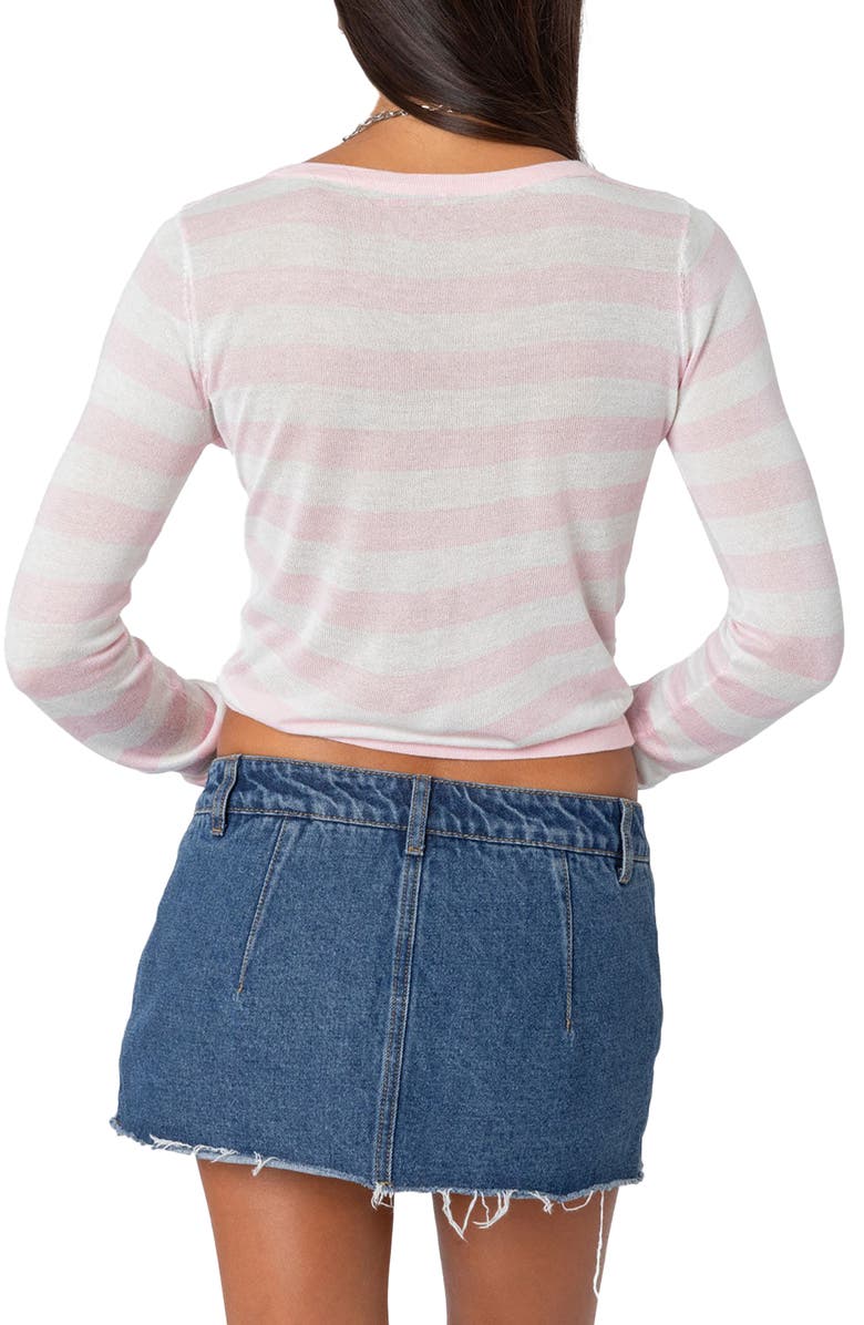 EDIKTED Candice Stripe Long Sleeve Top, Alternate, color, Light-Pink