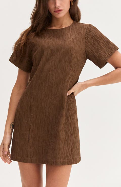 Textured Shift Mini Dress