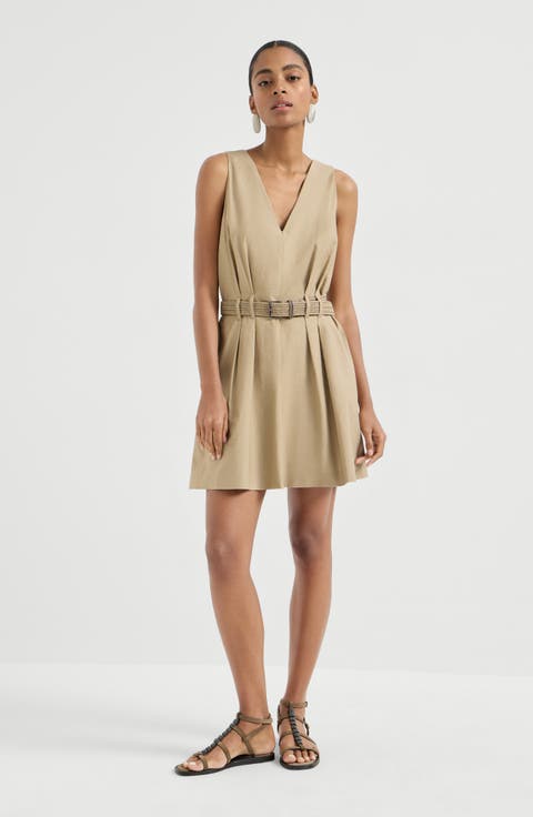 Twill belted dress