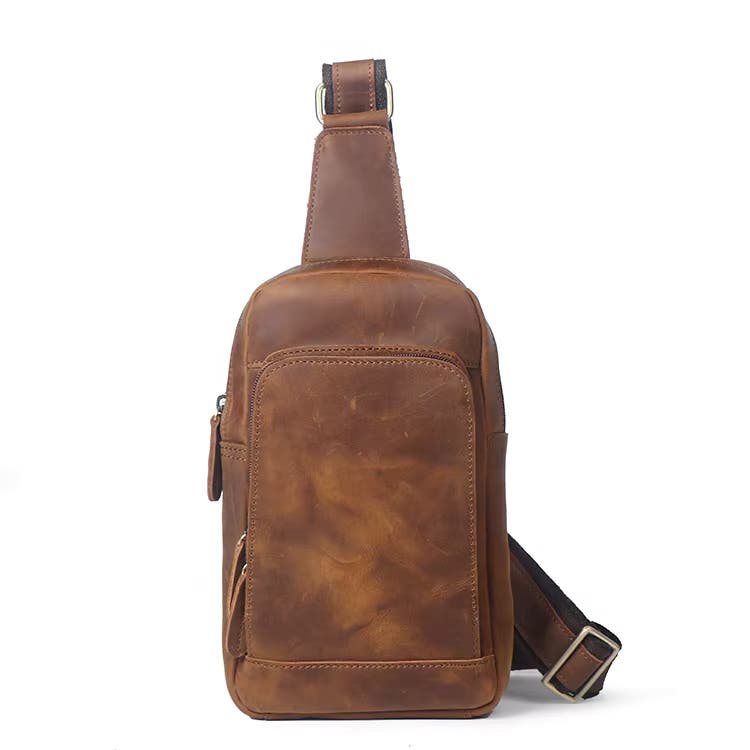 STEEL HORSE LEATHER Erling Leather Sling Bag | Crossbody Leather Pack, Main, color, Brown