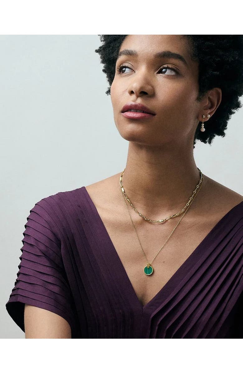 Astley Clarke Gold Stilla Malachite Necklace, Alternate, color, Malachite