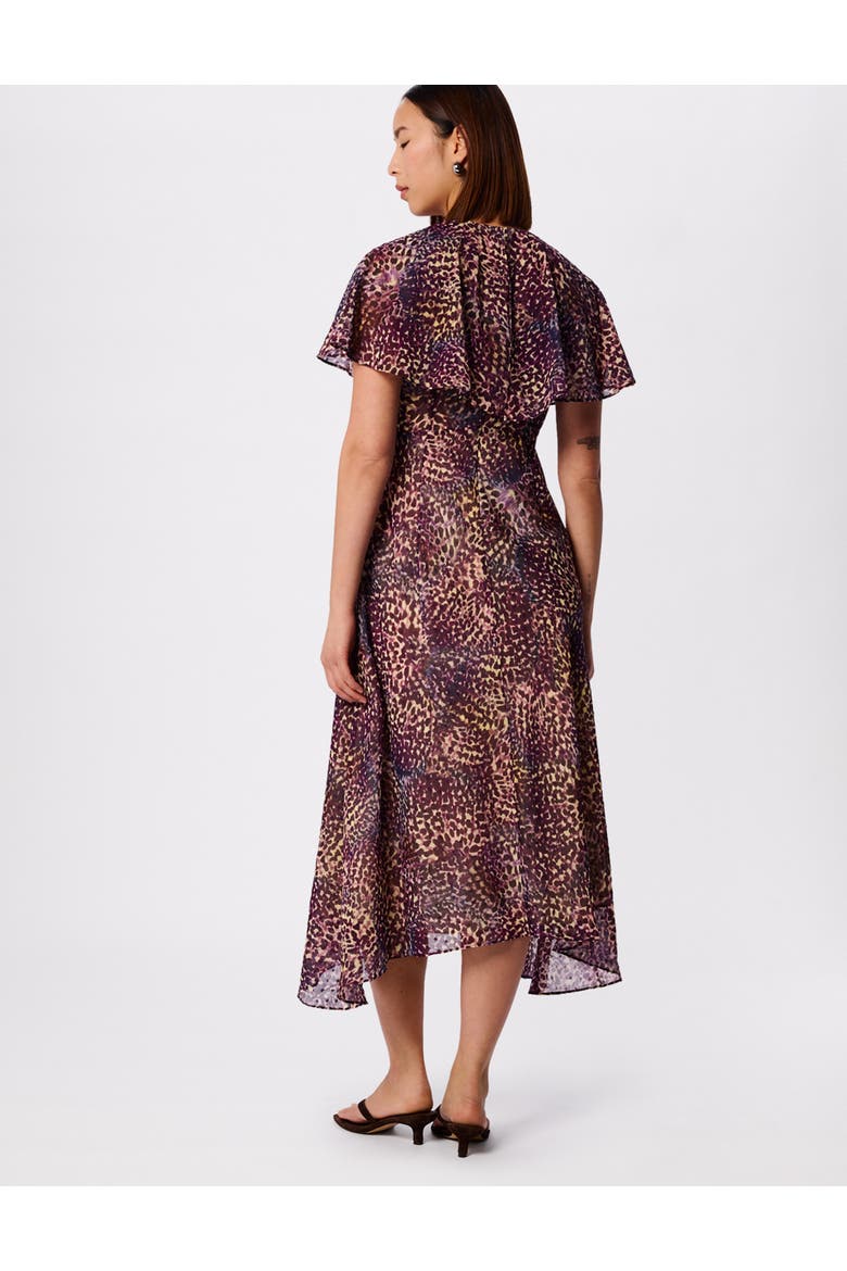 Orchid Print V-Neck Midi Dress, Alternate, color, Purp/Multi