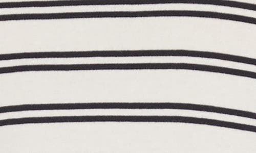 Three Dots Rumi Stripe Long Sleeve Cotton & Modal T-shirt In Egret/black Stripe