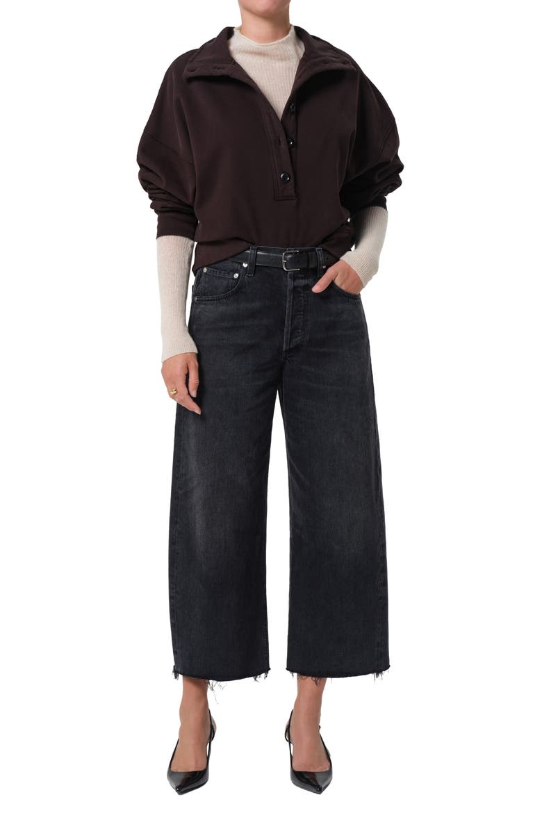 Mirelle Oversize Henley Sweatshirt, Alternate, color, CHOCOLATE