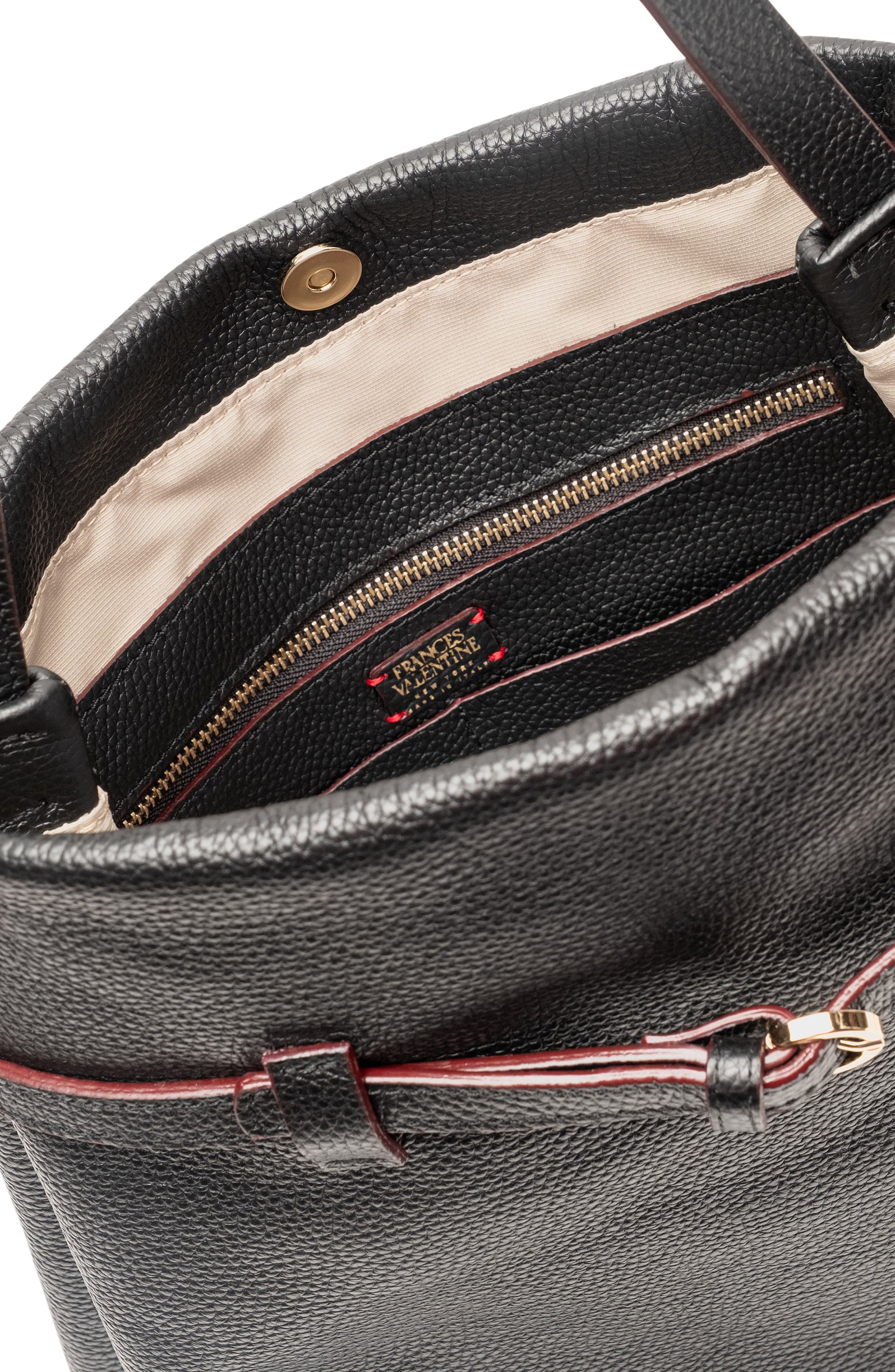 Frances Valentine Charlie Leather Shoulder Bag, Alternate, color, Black