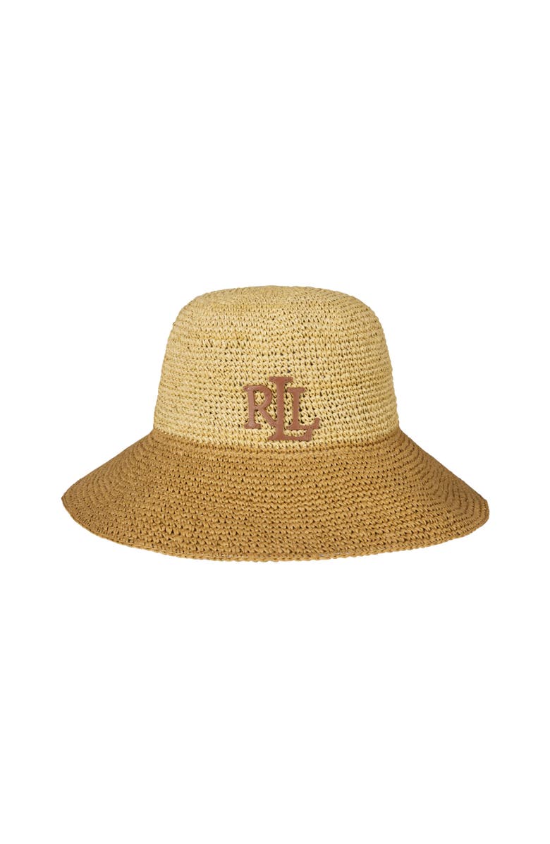 Lauren Ralph Lauren Color Block Crochet Bucket Hat, Main, color, Birch Tan