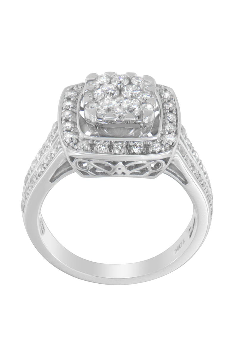 Haus of Brilliance 10K White Gold 1.0 Cttw Diamond Cluster Ring, Alternate, color, White Gold