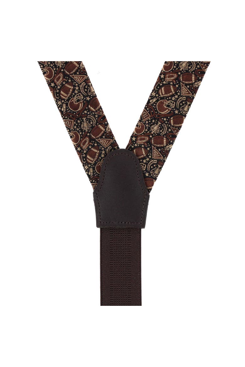 The Gridiron Silk Button End Suspenders, Alternate, color, Brown