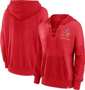 FANATICS Women's Fanatics Branded Red Tampa Bay Buccaneers Heritage Snow Wash French Terry Lace-Up Pullover Hoodie